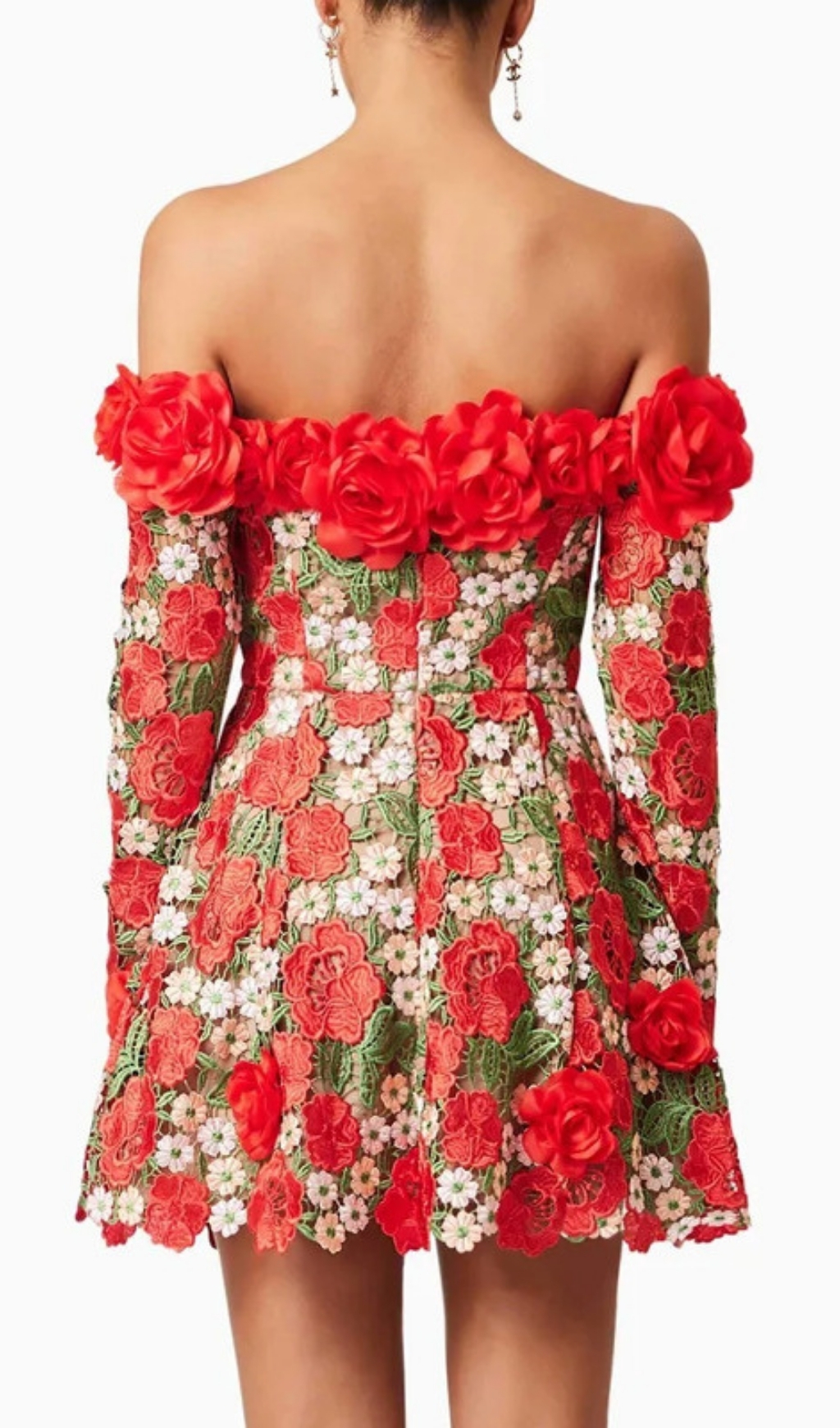 Fashionslee Women Ellasyn Flower Long Sleeve Mini Dress