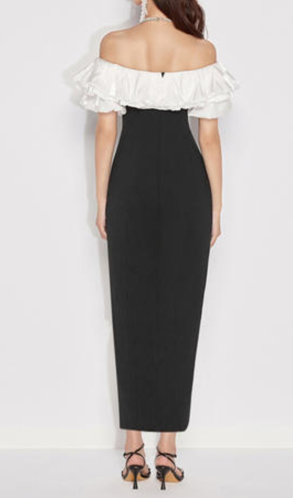 Fashionslee Women Amram Off Shoulder Pearl Strap Maxi Dress