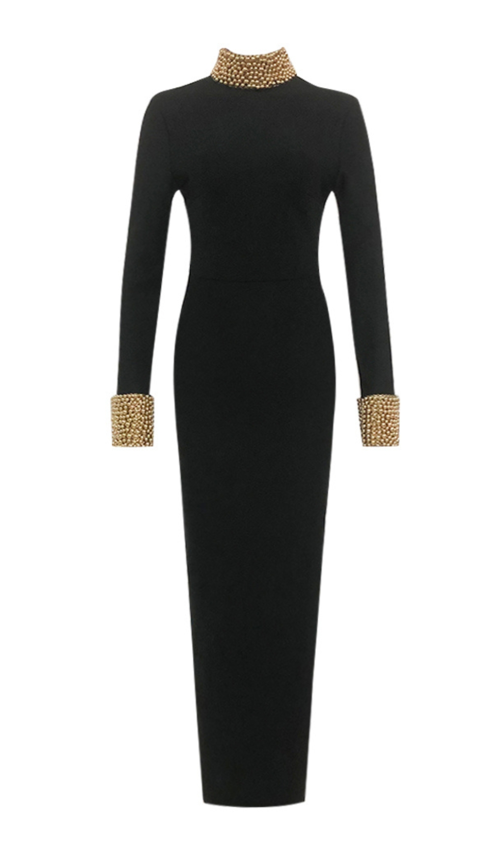 22e5f735c0029f54d780719095dc324f.jpg Fashionslee Women Bambina Black Long Sleeve Embellished Maxi Dress