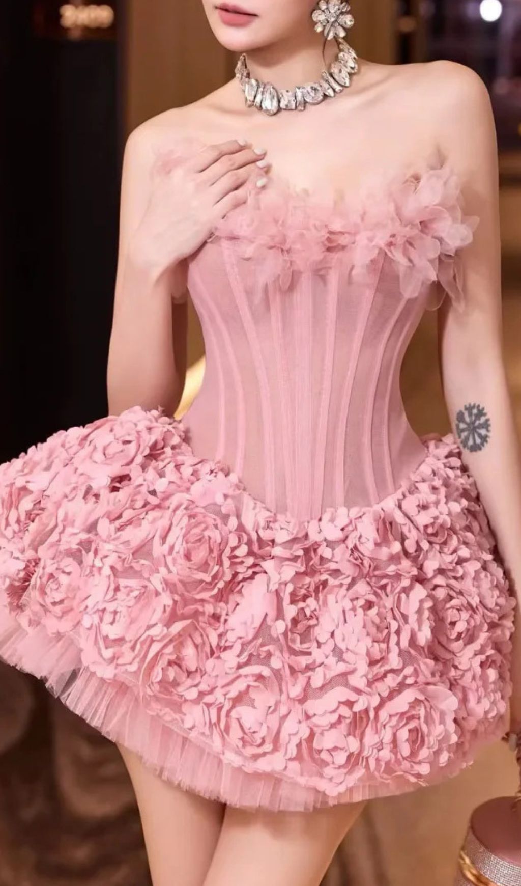 Fashionslee Women Irma Strapless Corset Flower Mini Dress