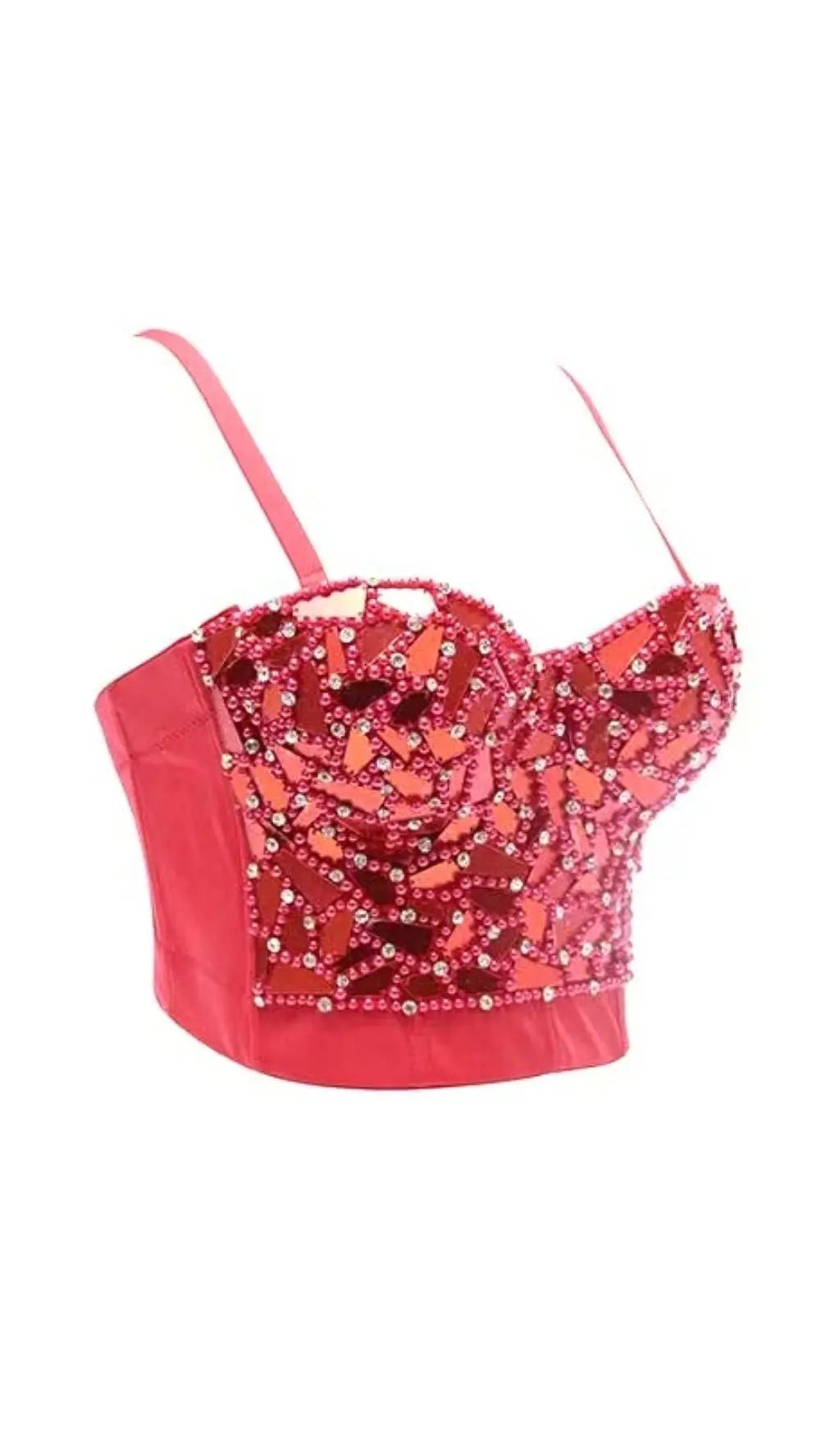 Fashionslee Women Red Beaded Sequin Corset