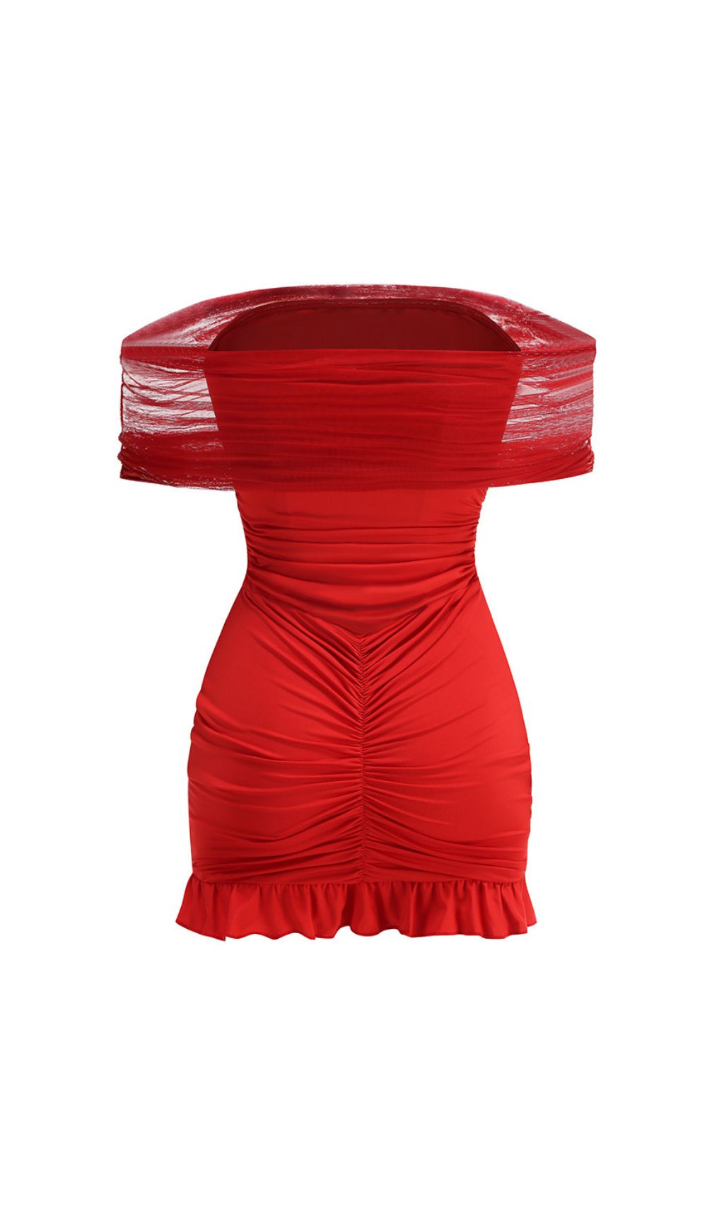 Fashionslee Women Fariha Red Ruched Mini Dress