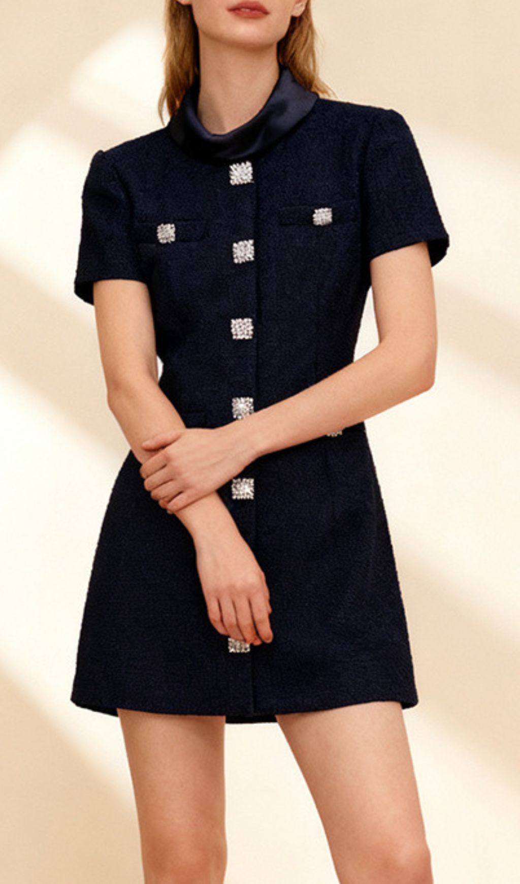 Fashionslee Women Ildri Black Button Mini Dress