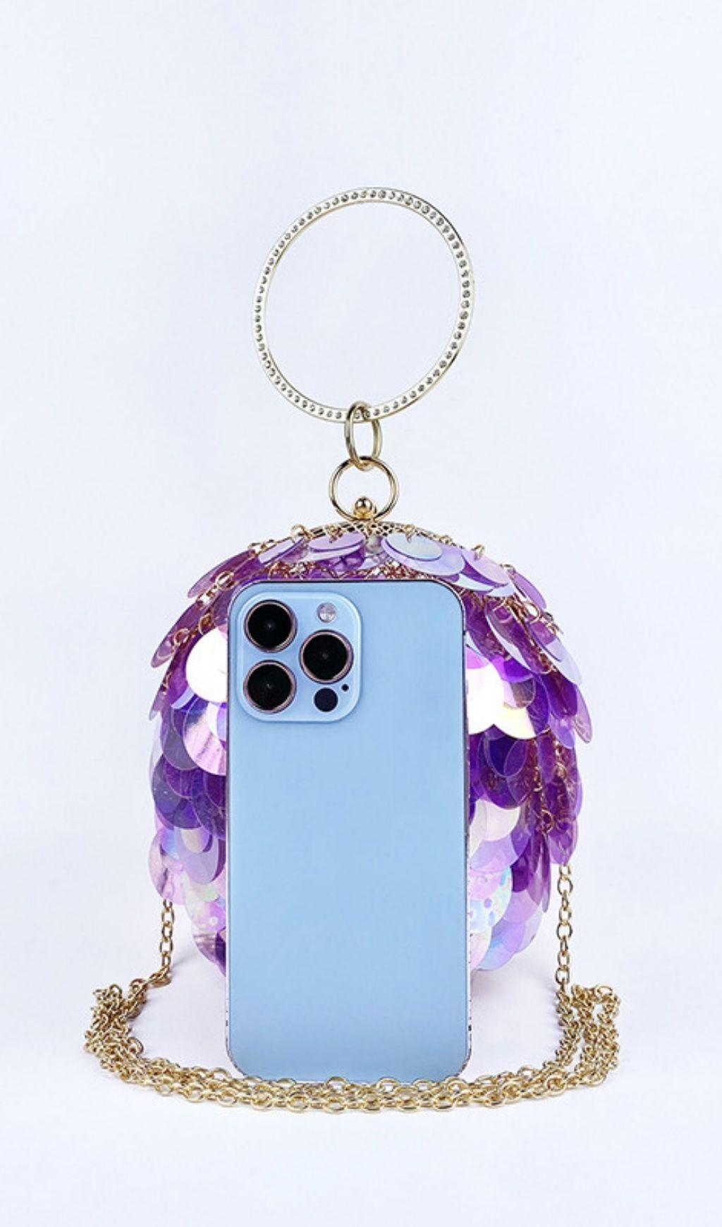 2341cef7a06a0f8e9e653da6d385804a.jpg Fashionslee Women Adaiba Purple Ball Sequin Bag