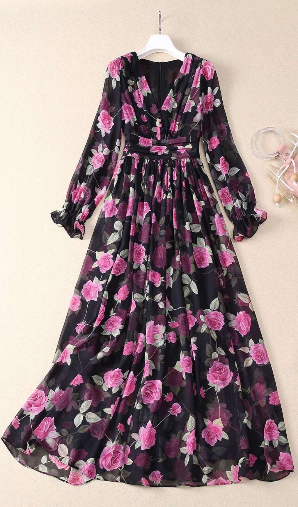 Fashionslee Women Hinda Floral Printed Long Sleeve Maxi Dress