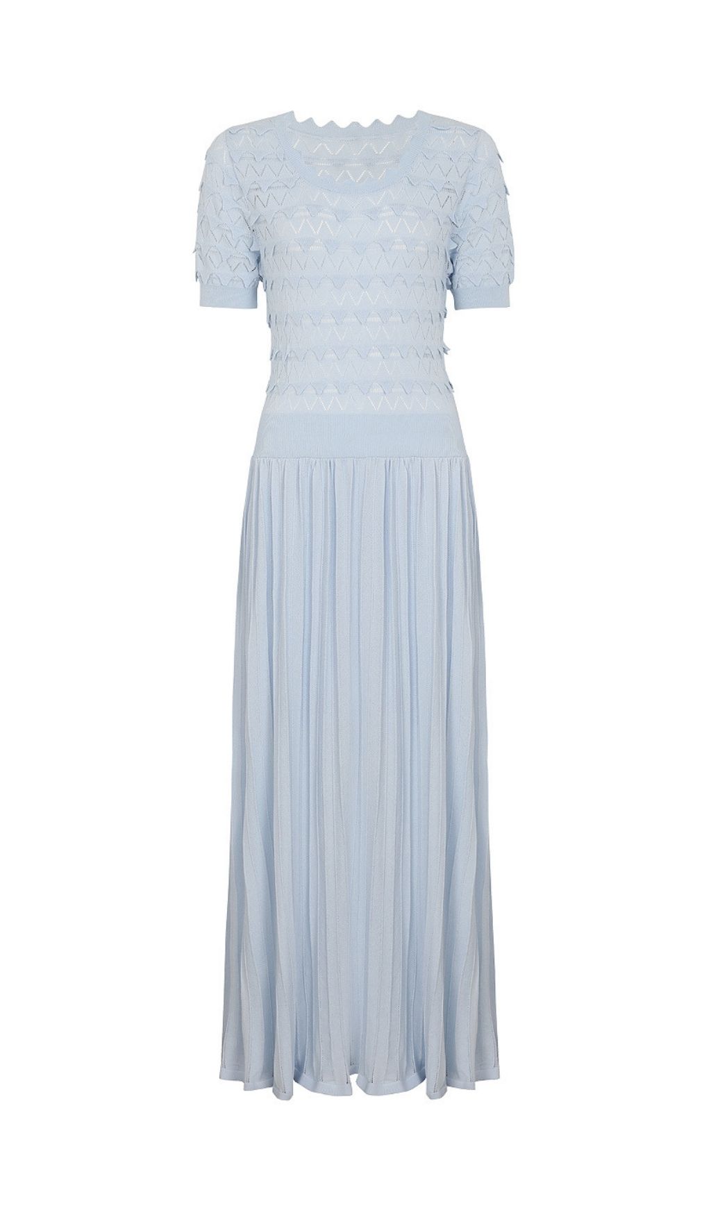 Fashionslee Women Kirima Blue Short Sleeve Knit Midi Dress