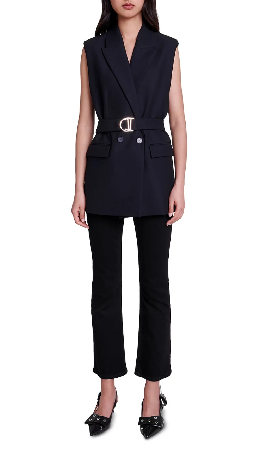 2384fc2a00fcfb25d53058fa76256f2c.jpg Fashionslee Women Vollye Belted Sleeveless Blazer