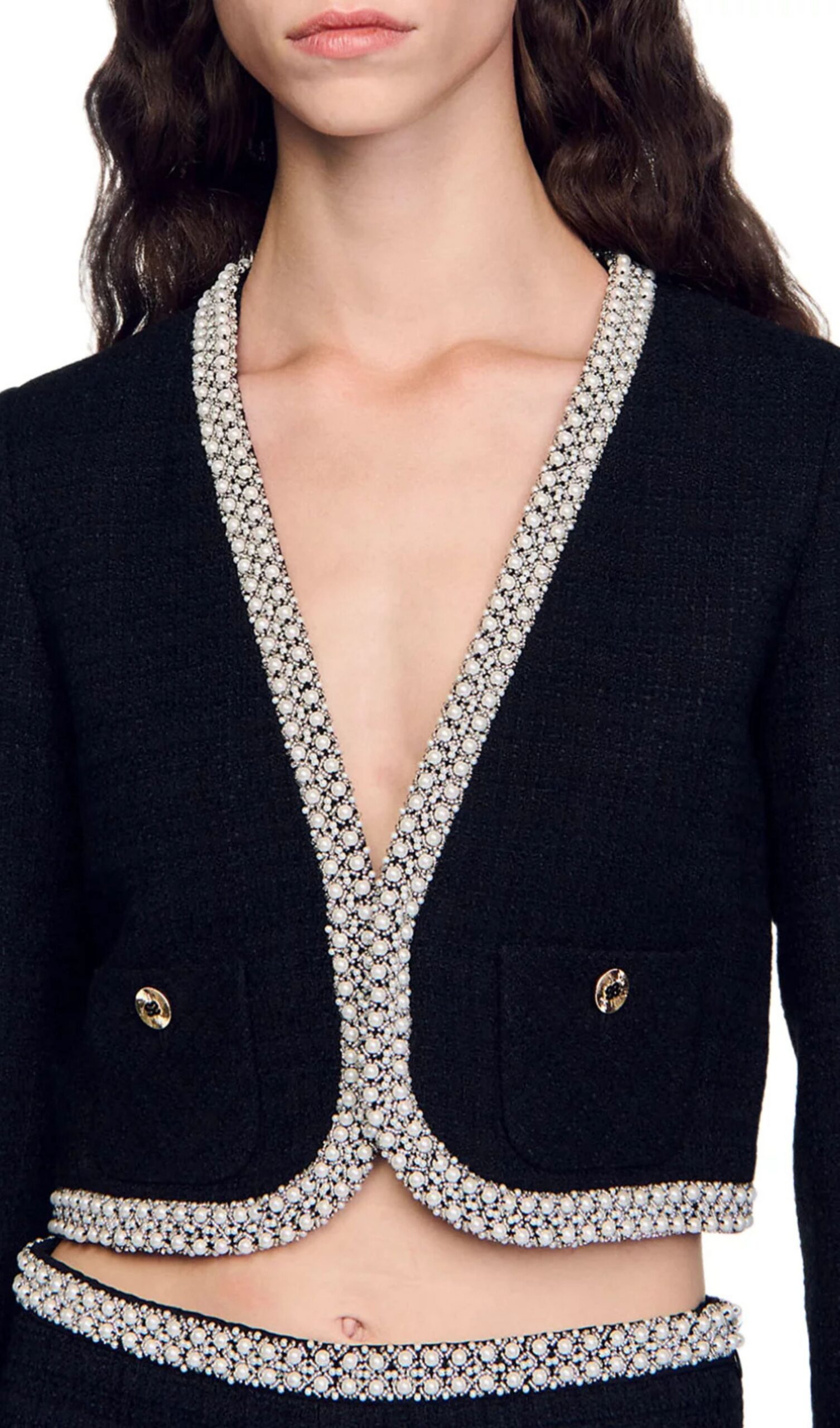 TRENDING BEAD TRIM CROPPED TWEED BLAZER - OWNCI TRENDING BEAD TRIM CROPPED TWEED BLAZER - OWNCI