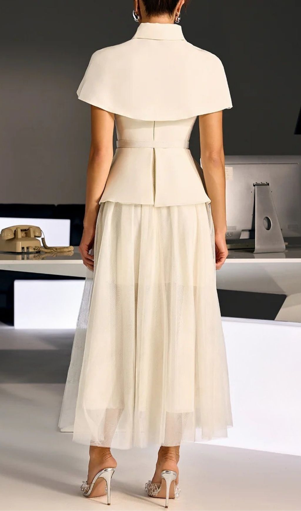 Fashionslee Women Larevix Cape Skirt Set With Belt