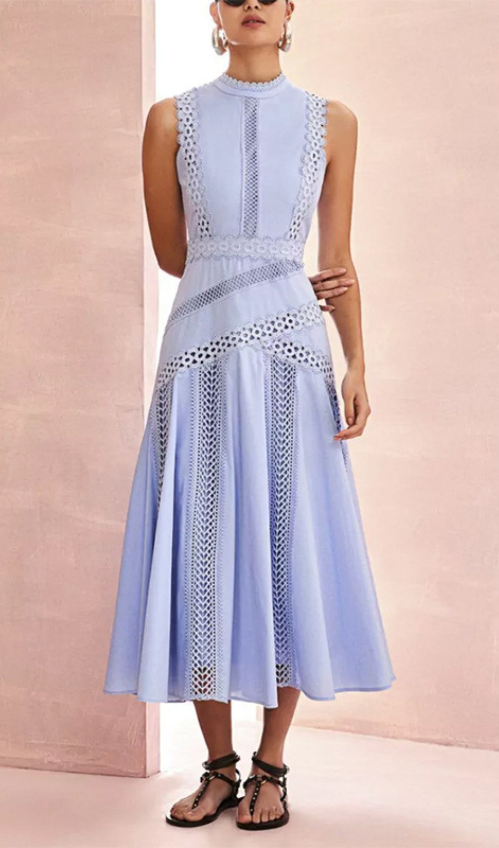 Fashionslee Women Darlene Sleeveless Hollow Midi Dress