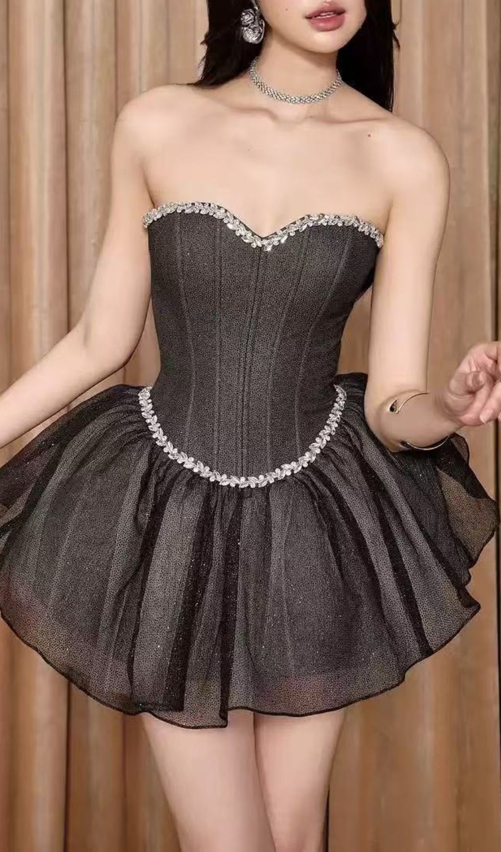 23e8323acb8cec9ca7fa44ad9c101e26.jpg Fashionslee Women Iowa Strapless Corset Mesh Mini Dress