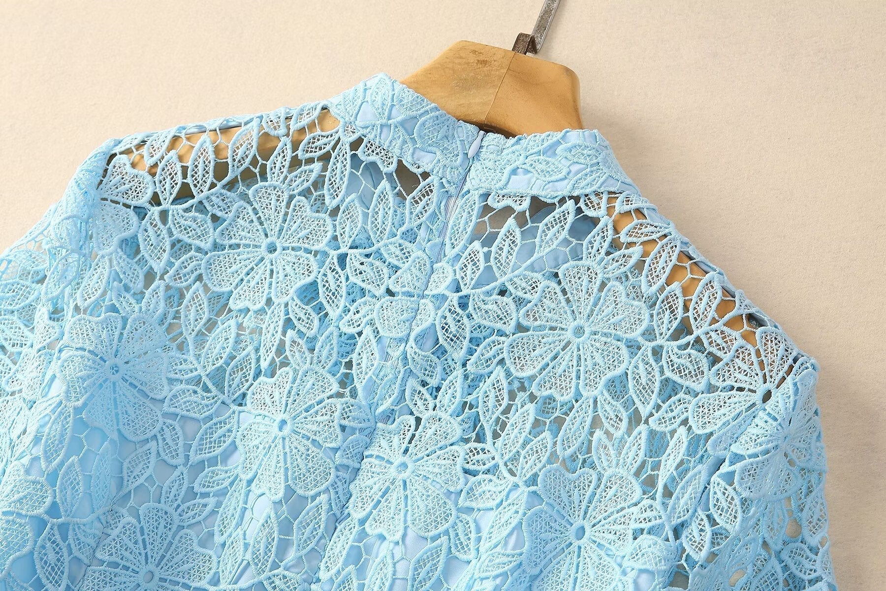 Fashionslee Women Ariah Blue Lace A Line Midi Dress