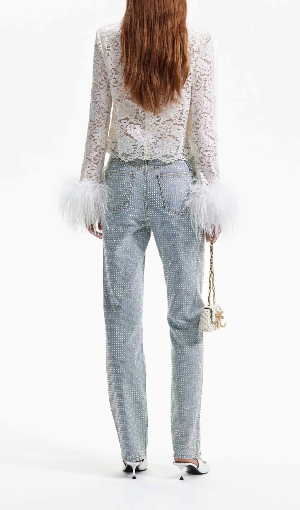 Fashionslee Women Akihito Cream Cord Lace Feather Top