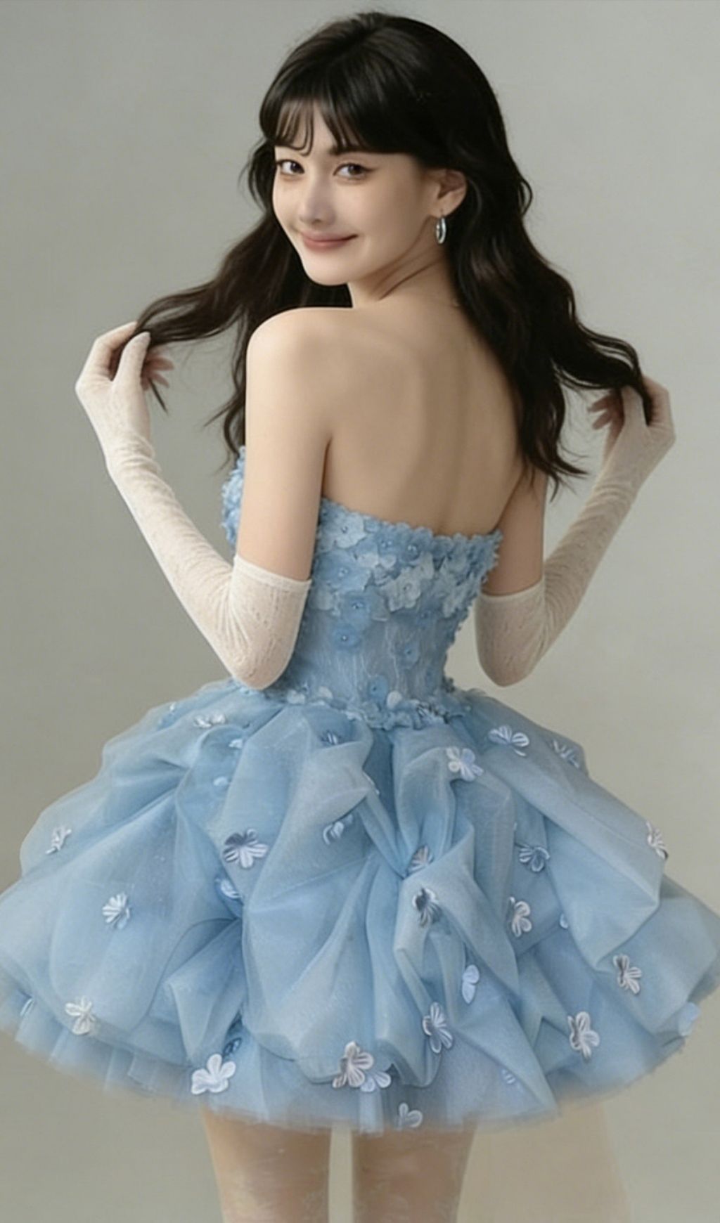 23f44d8ffa50ec9d41061f0d6b765486.jpg Fashionslee Women Krista Blue Strapless Flower Mini Dress