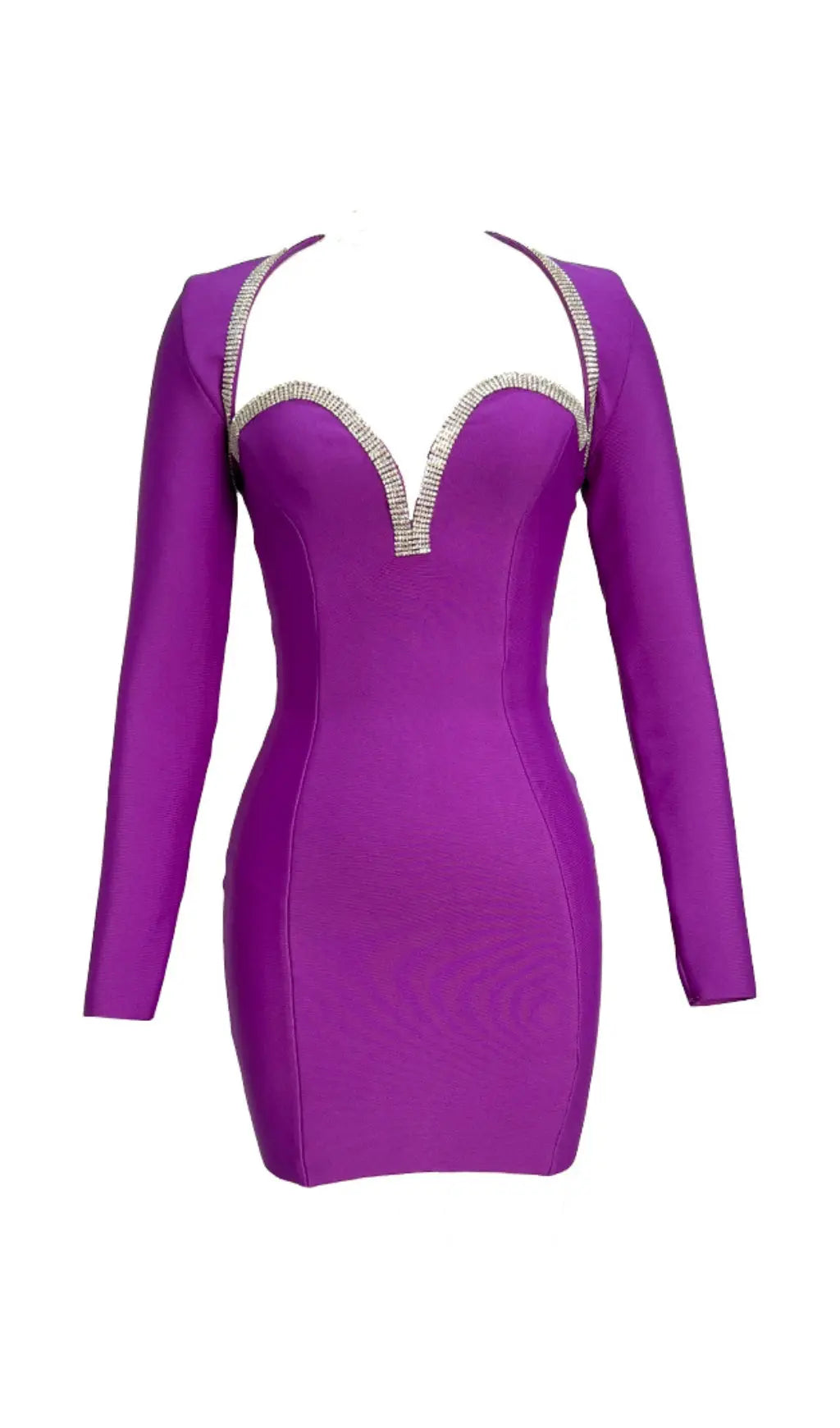 242f6abf49987a52236aa115a3d33064.jpeg Fashionslee Women Bandage Two Piece Diamond Encrusted Ruffle Sexy Mini Dress In Purple