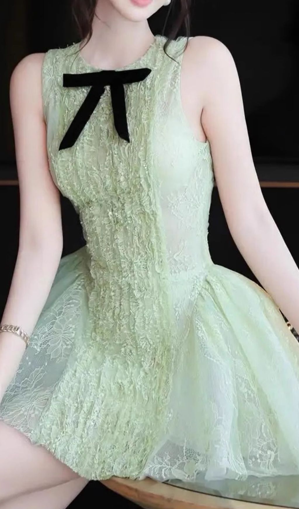 244469a43b99d503e7583a5490f1d48c.jpg Fashionslee Women Isoko Green Sleeveless Lace Mini Dress