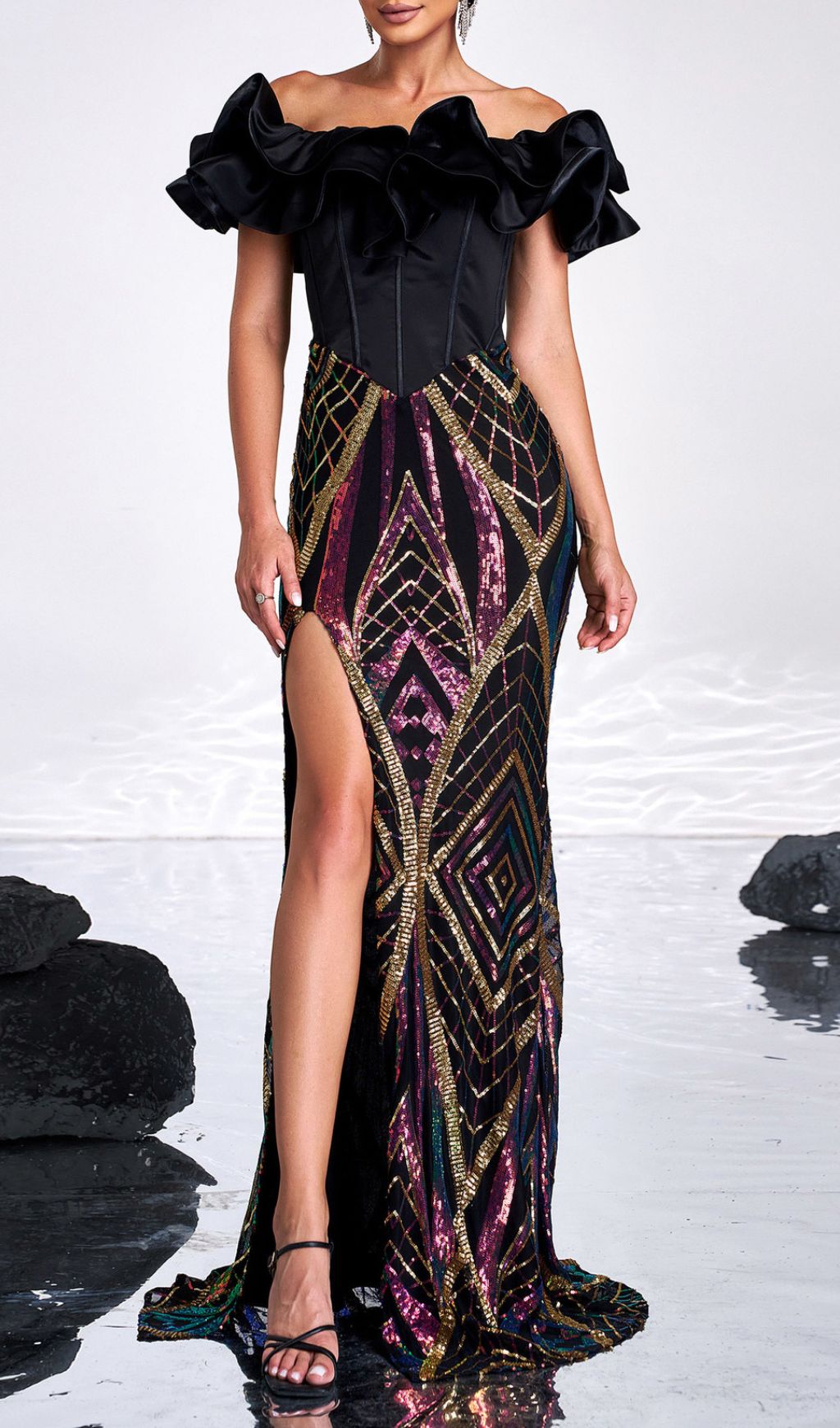 Fashionslee Women Honesti Corset Sequin Maxi Dress