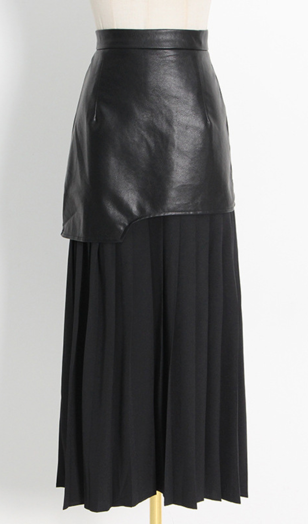 248cdb2c49b91df132dfb7934e78a9aa.jpg Fashionslee Women Evgeniy Black Leather Pleated Midi Skirt