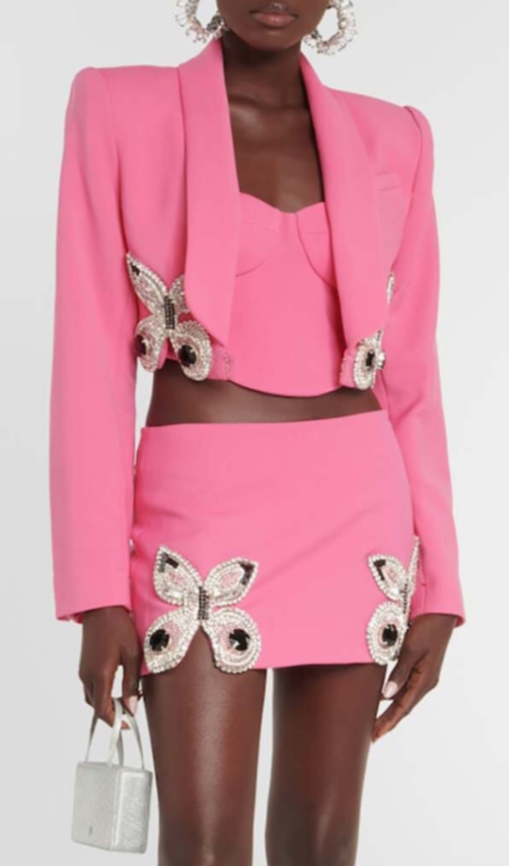 Fashionslee Women Bow Embellished Crysta Two Piece Set