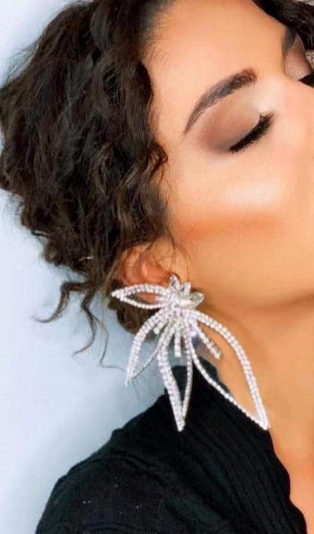 Fashionslee Women Crystal Flower Earrings In Silver