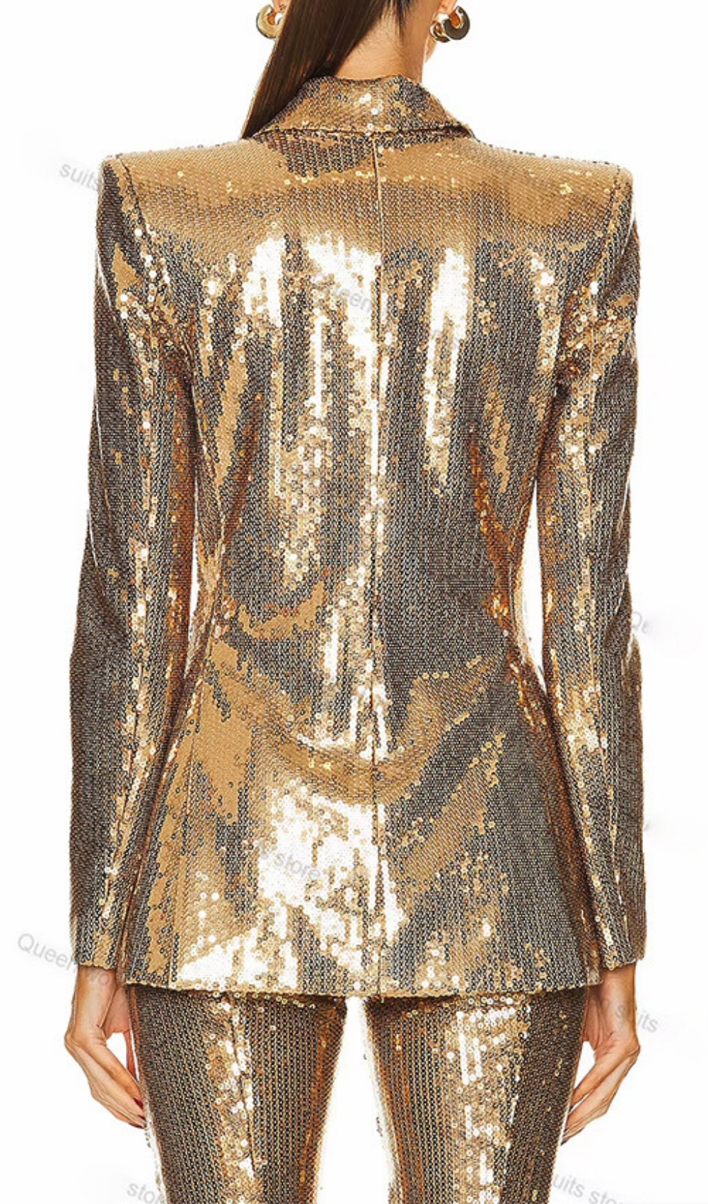 Fashionslee Women Egle Gold Sequin Blazer & Pants