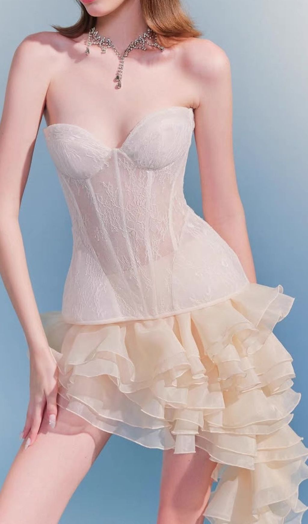 Fashionslee Women Fidelma Corset Lace Top & Cake Skirt