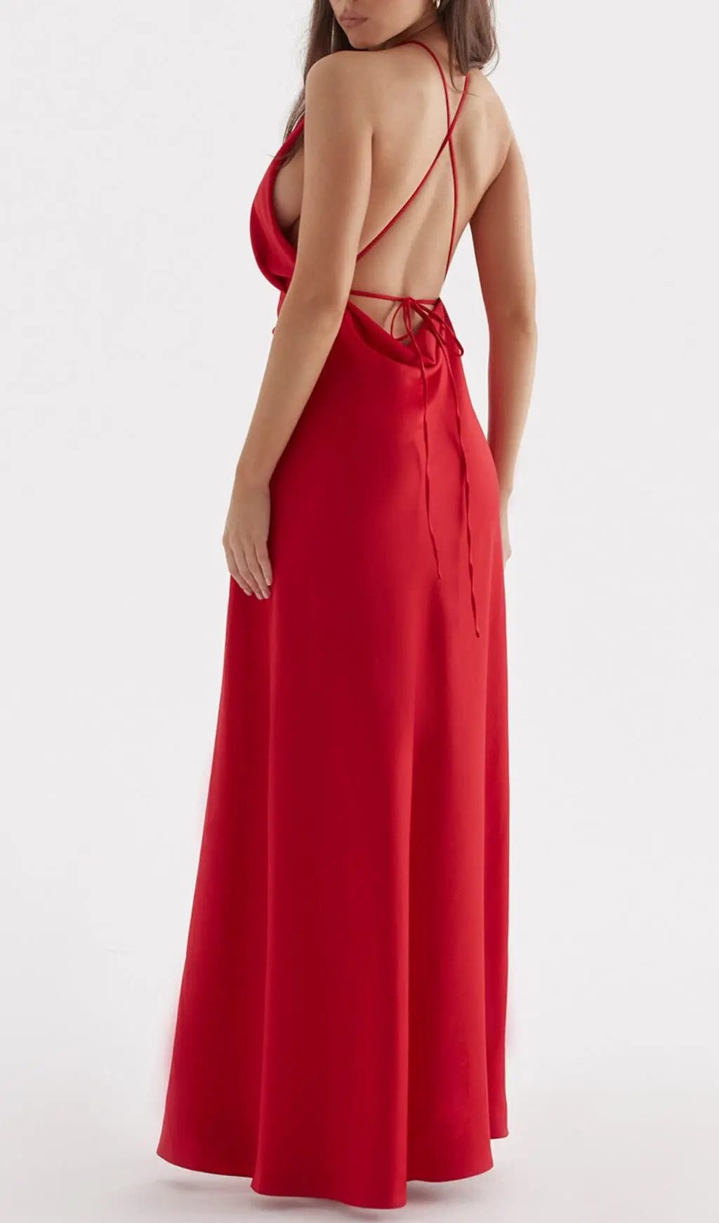 Fashionslee Women Red Rose Thigh Slit Maxi Dress