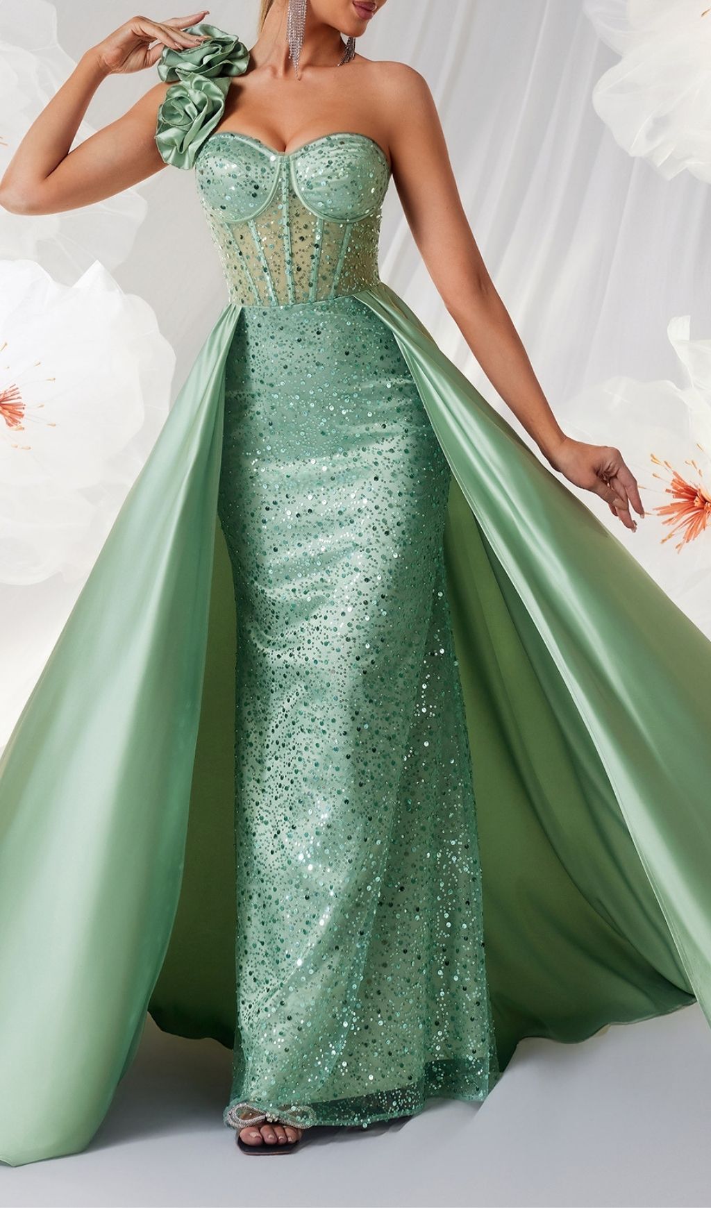 24dbfb7f6f46e446763f5764556c0f40.jpg Fashionslee Women Kendi Green Corset Sequin Maxi Dress