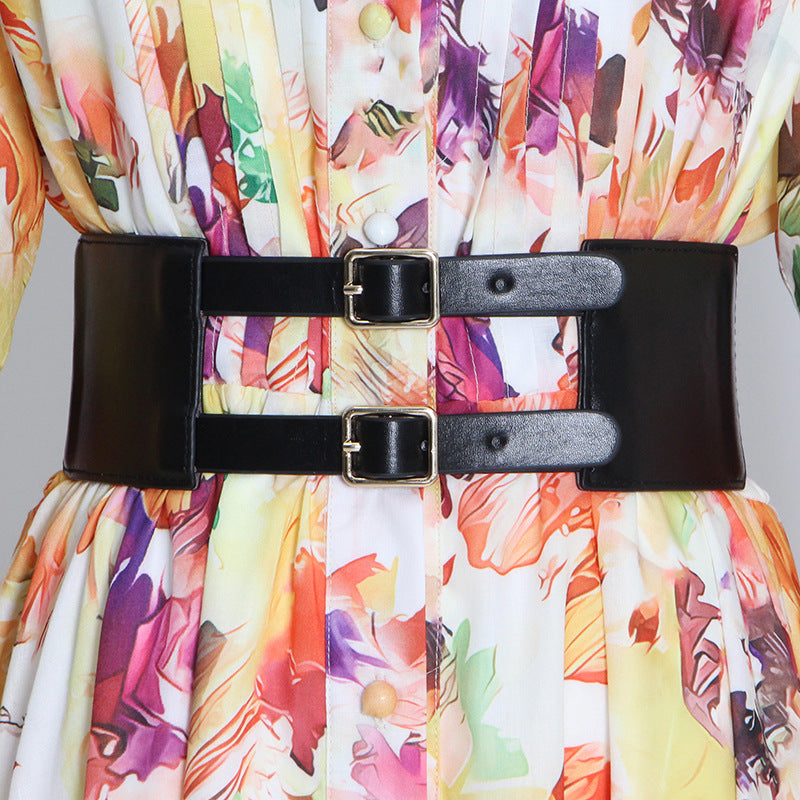 Fashionslee Women Poise Print Silk Midi Dress In Multi-Color