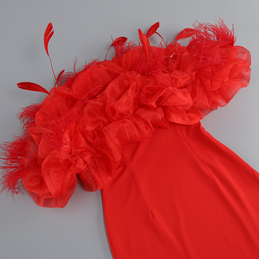 250b510184baf61bc1b7b7f884c99dd5.jpeg Fashionslee Women Off-Shoulder Puffy Flower Mini Dress In Red