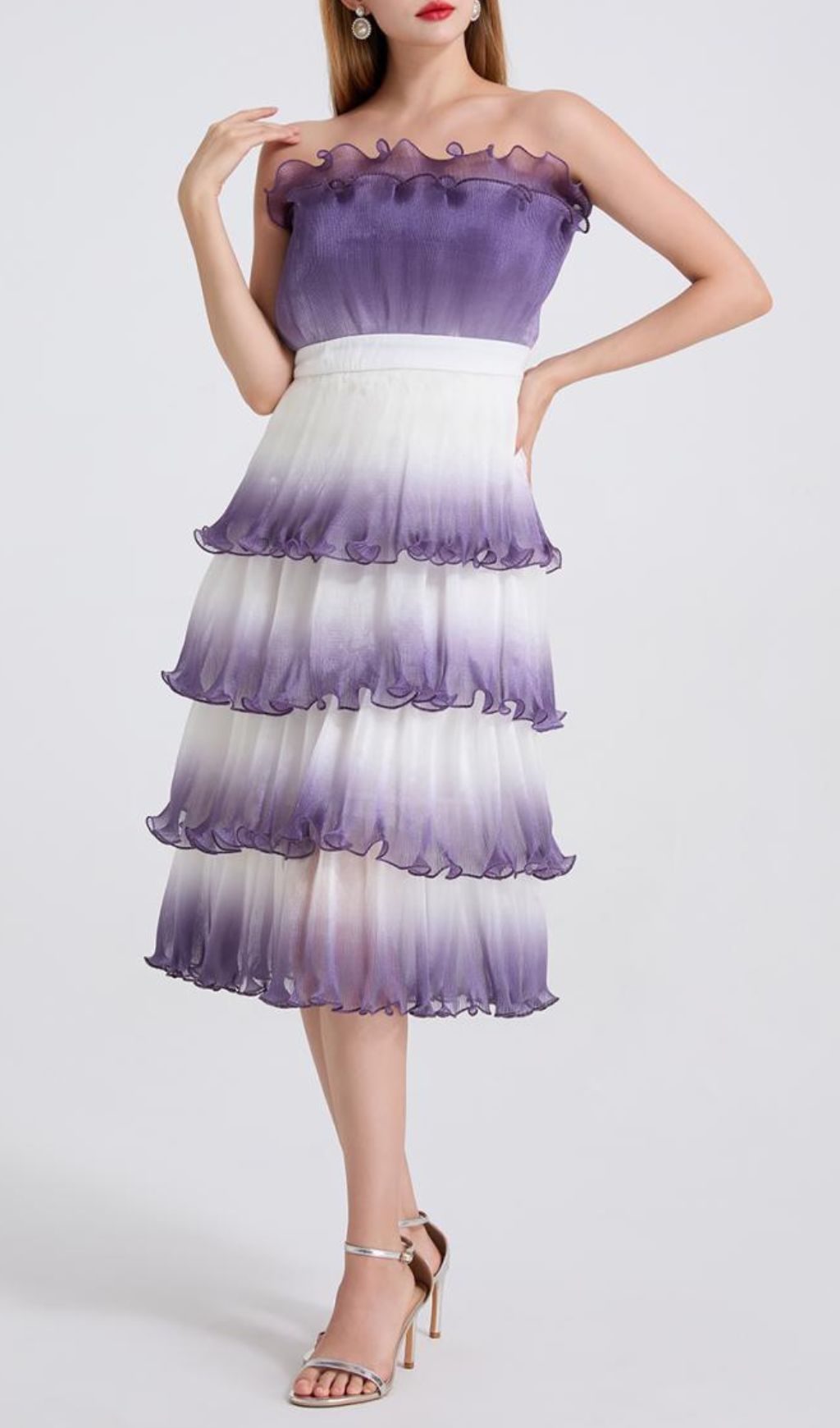 2565df7644618ff788fe19d3f44bd60c.jpg Fashionslee Women Fiene Purple Strappy Cake Midi Dress