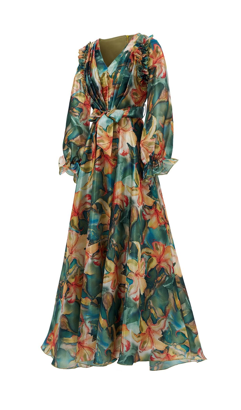 25804ea817714fde2b30f42fbca7c89c.jpg Fashionslee Women Fenicia Green Floral Printed Maxi Dress