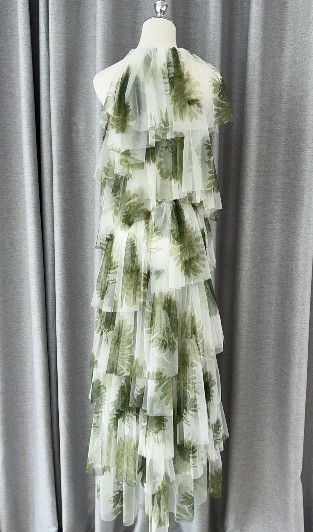 Fashionslee Women Kateri Green Layered Maxi Dress