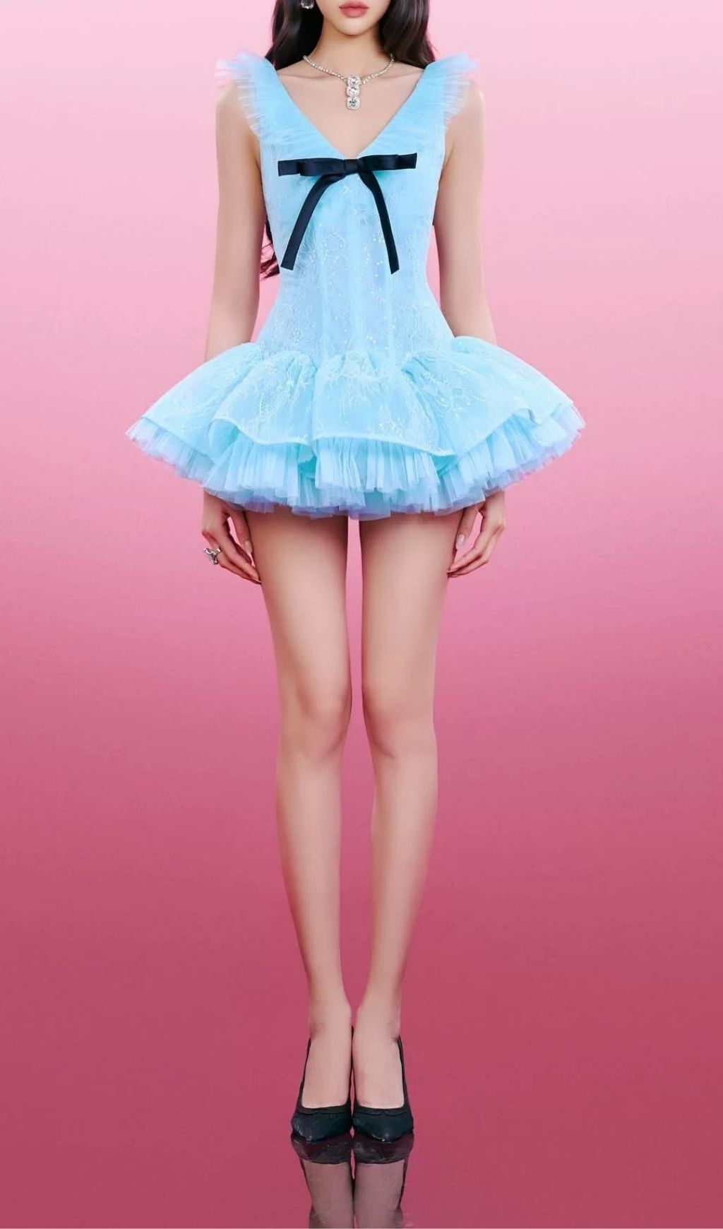 Fashionslee Women Kelsea Blue Lace Mini Dress