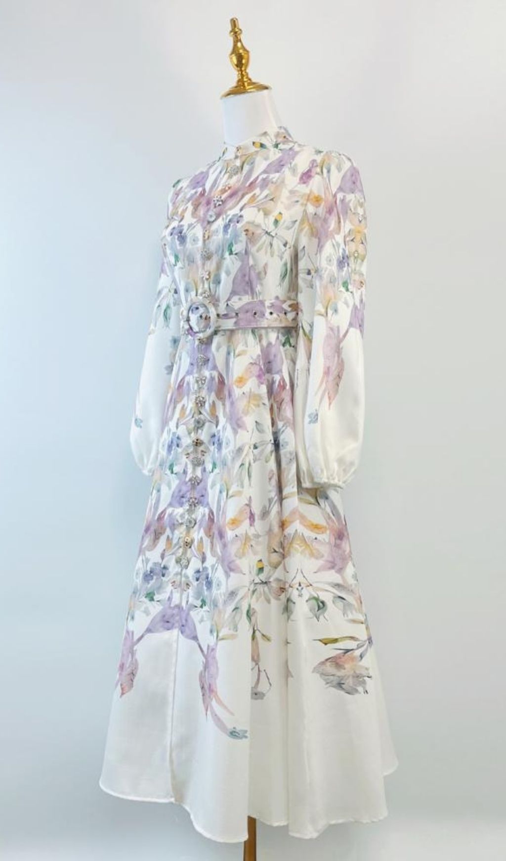 Fashionslee Women Kamiko Floral Long Sleeve Midi Dress