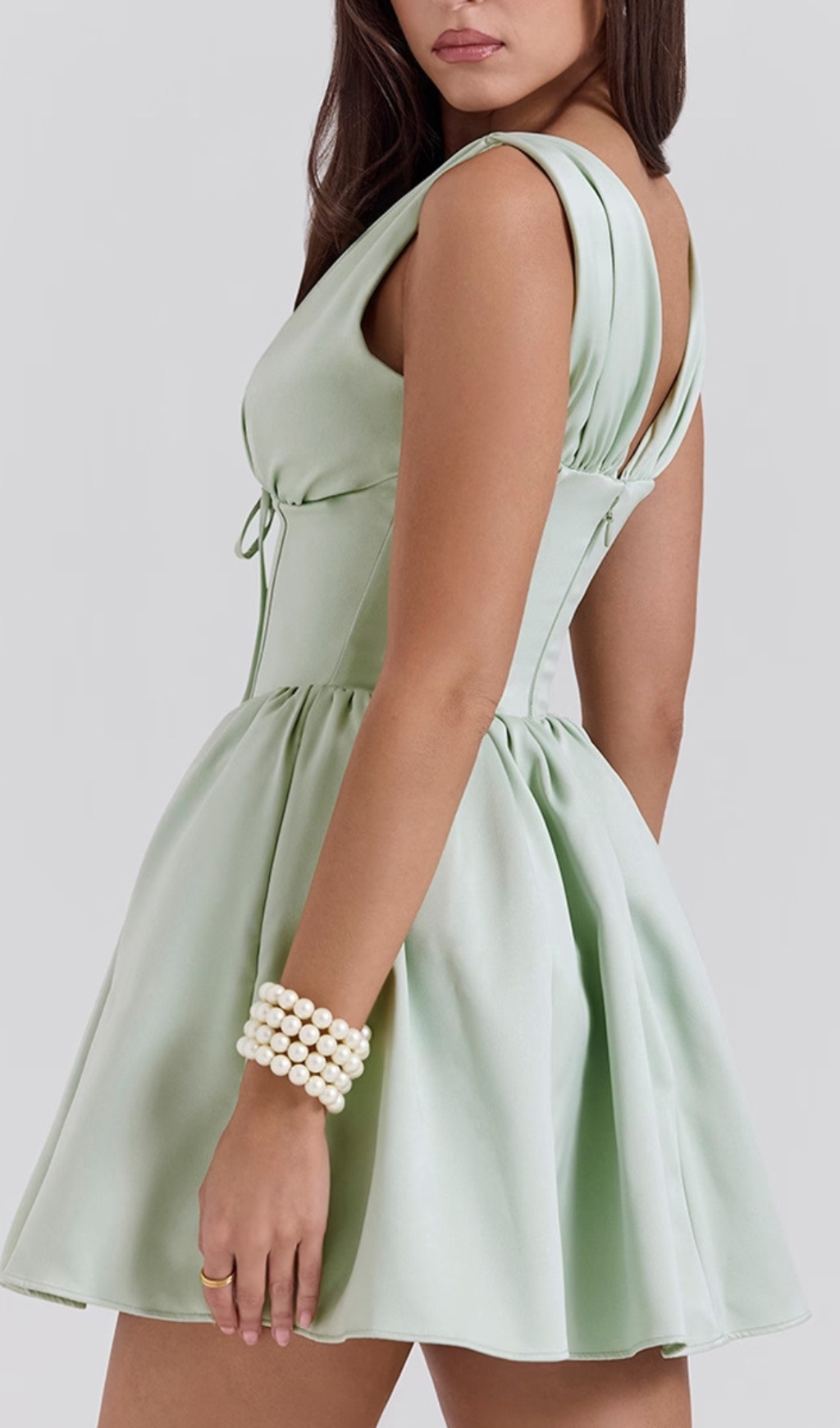 Fashionslee Women Dhara Green Corset Mini Dress