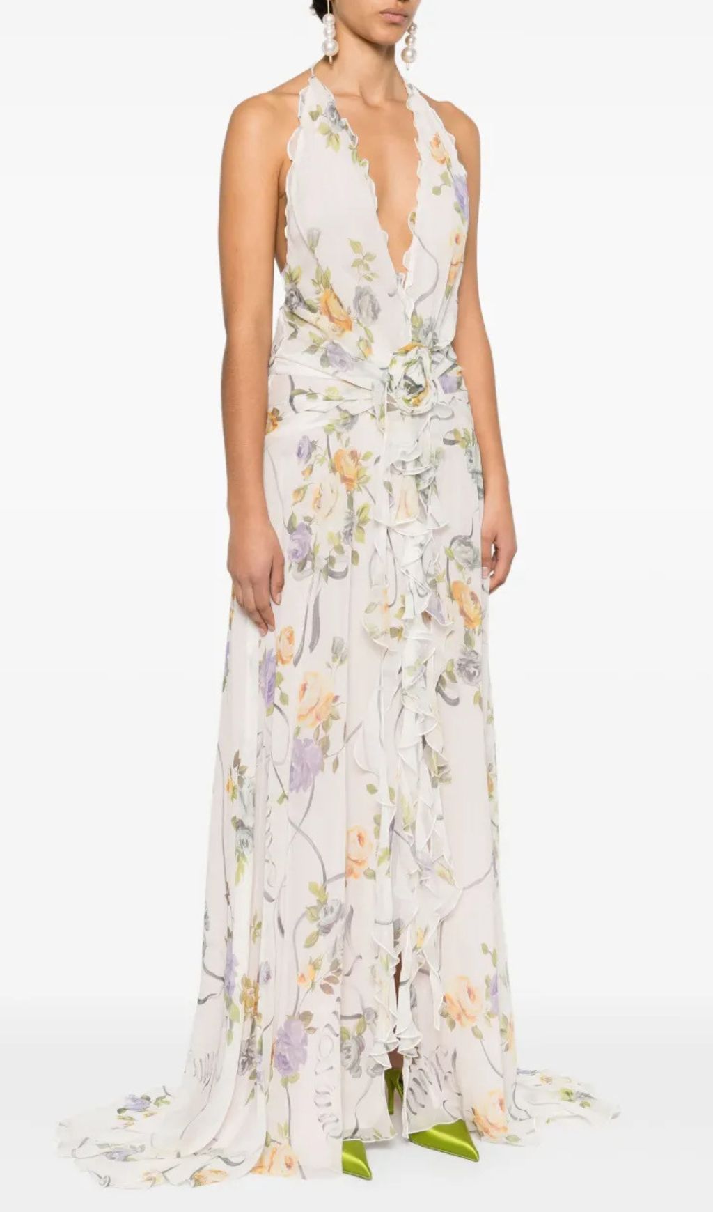 26814d833f7dfaea91dbae098f386338.jpg Fashionslee Women Florine Floral Halter Ruffle Maxi Dress