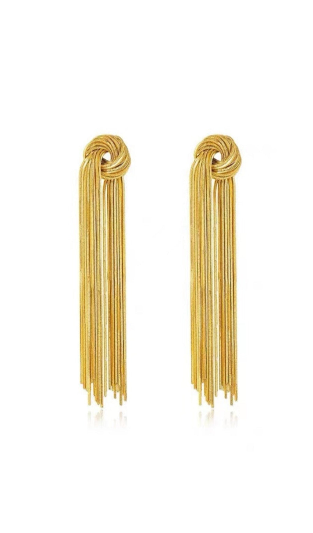 Fashionslee Women Gold Tied Tassel Earrings