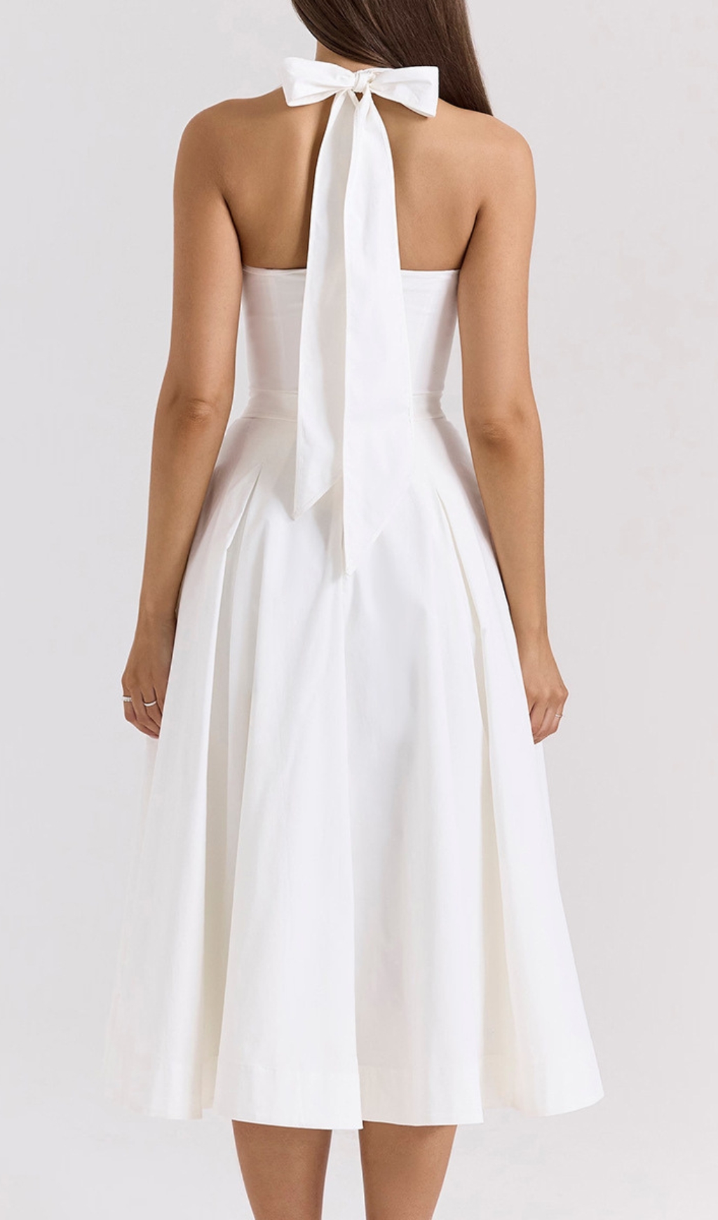 Fashionslee Women Dezba White Halter Corset Midi Dress