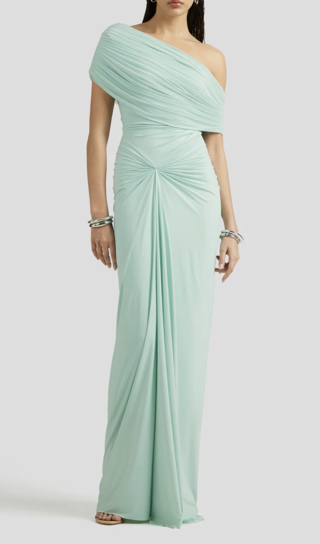 Fashionslee Women Henryk Mint Ruched Maxi Dress