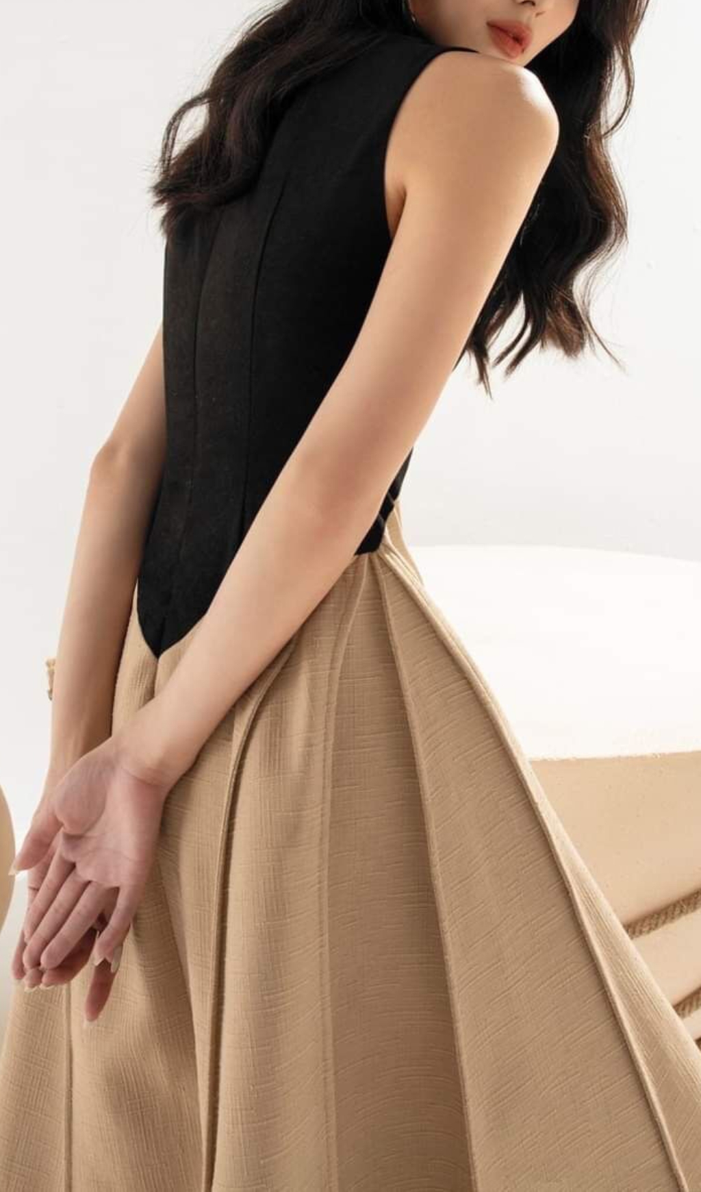 2746f4b362f44fe591735b06c1c797b1.jpg Fashionslee Women Baden Round Collar Patchwork Midi Dress