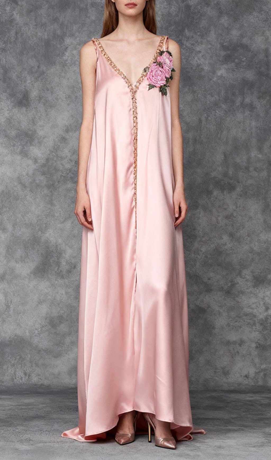 Fashionslee Women Inge Pink Strappy Flower Maxi Dress