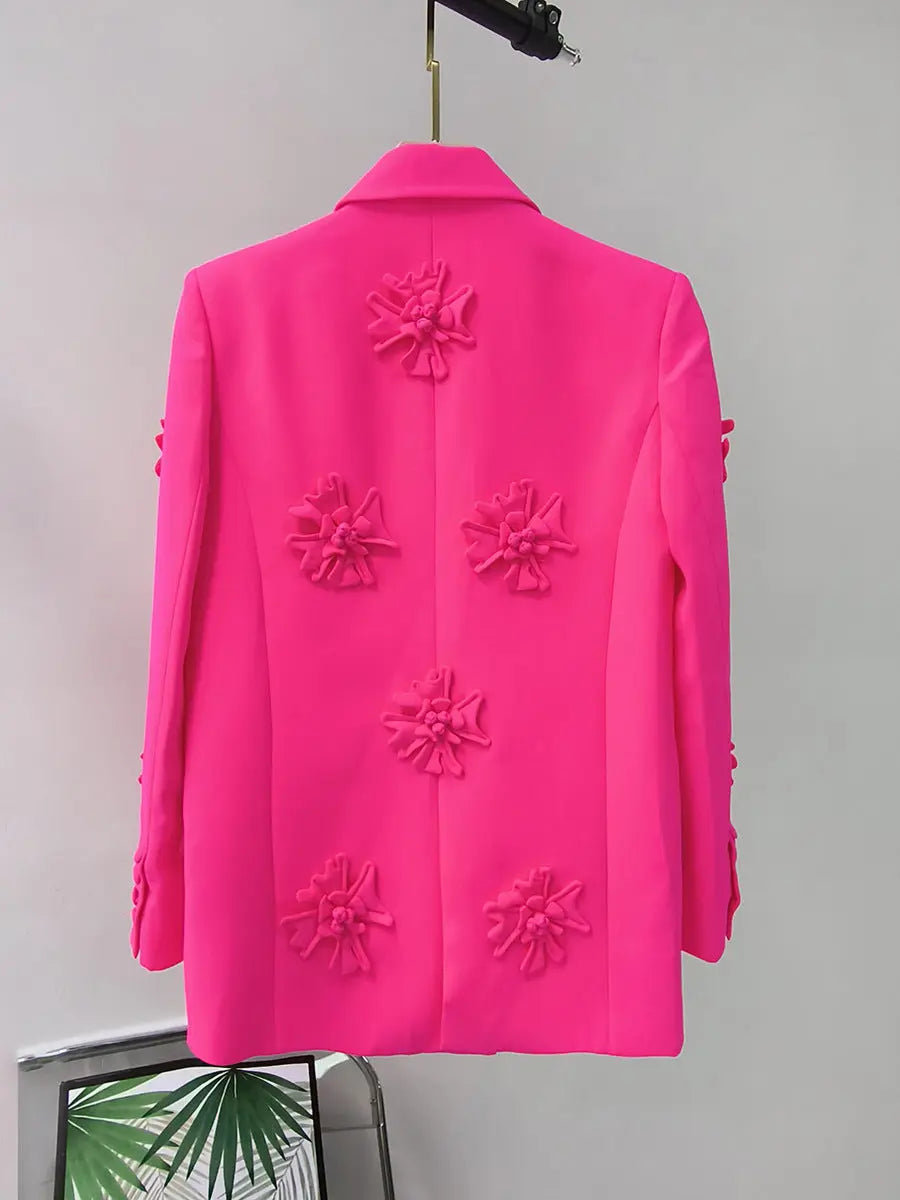 TRENDING PINK 3D FLORAL BLAZER SUIT - OWNCI TRENDING PINK 3D FLORAL BLAZER SUIT - OWNCI