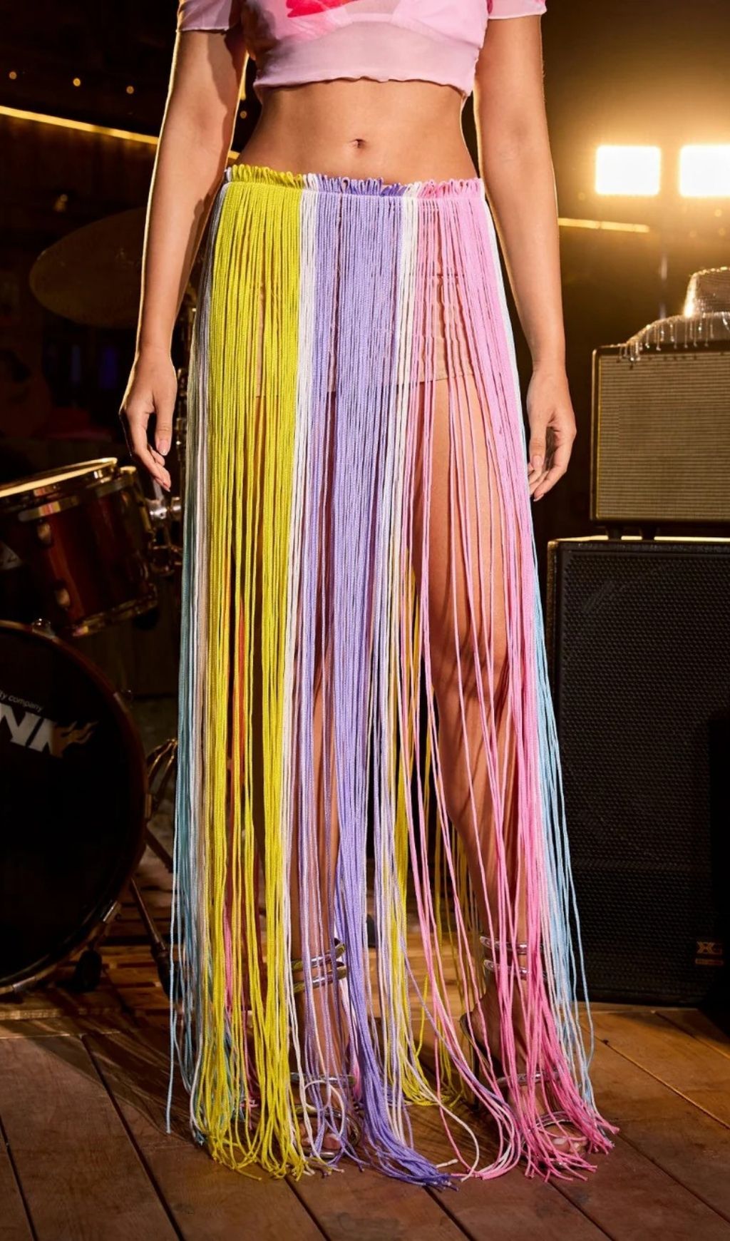 Fashionslee Women Cissy Rainbow Fringe Skirt