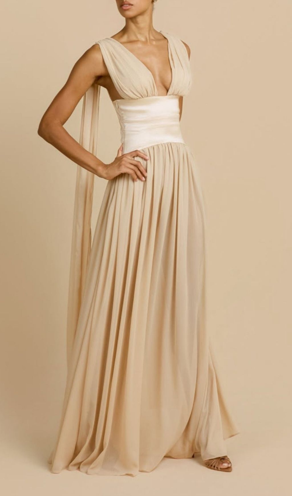 27bc022323dc792521a8b3dde604e8f9.jpg Fashionslee Women Korinna Ivory Chiffon Maxi Dress