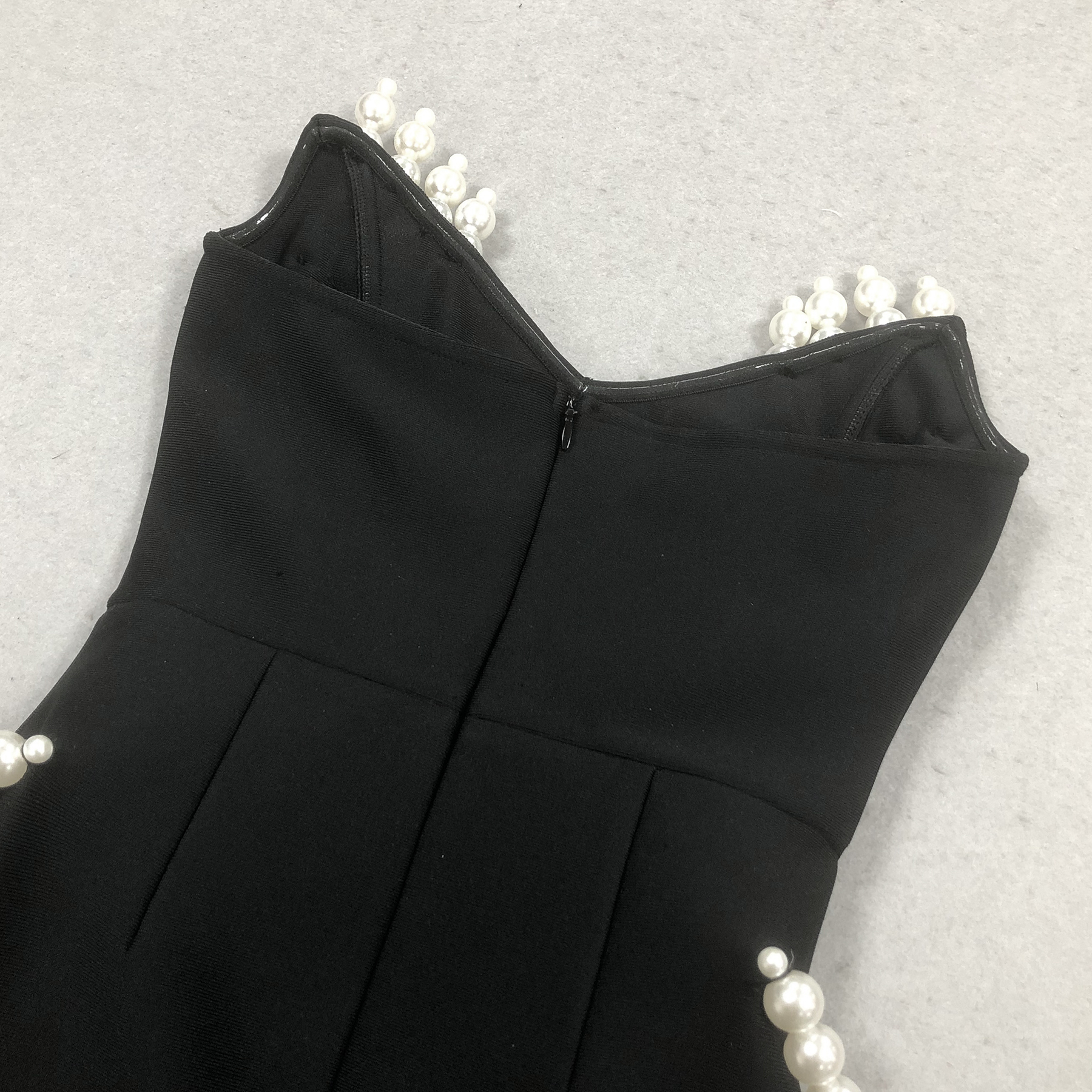 27c3e140f1ba6f99fdf6ac06511ad7dd.jpg Fashionslee Women Debra Black Strapless Pearl Maxi Dress