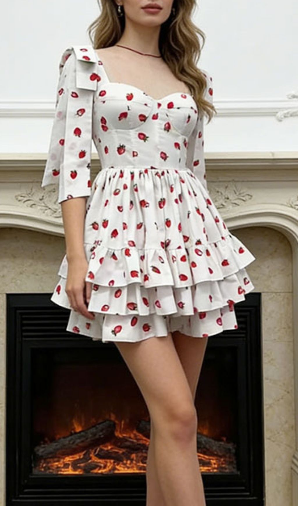Fashionslee Women Kassia Strawberry Printed Mini Dress