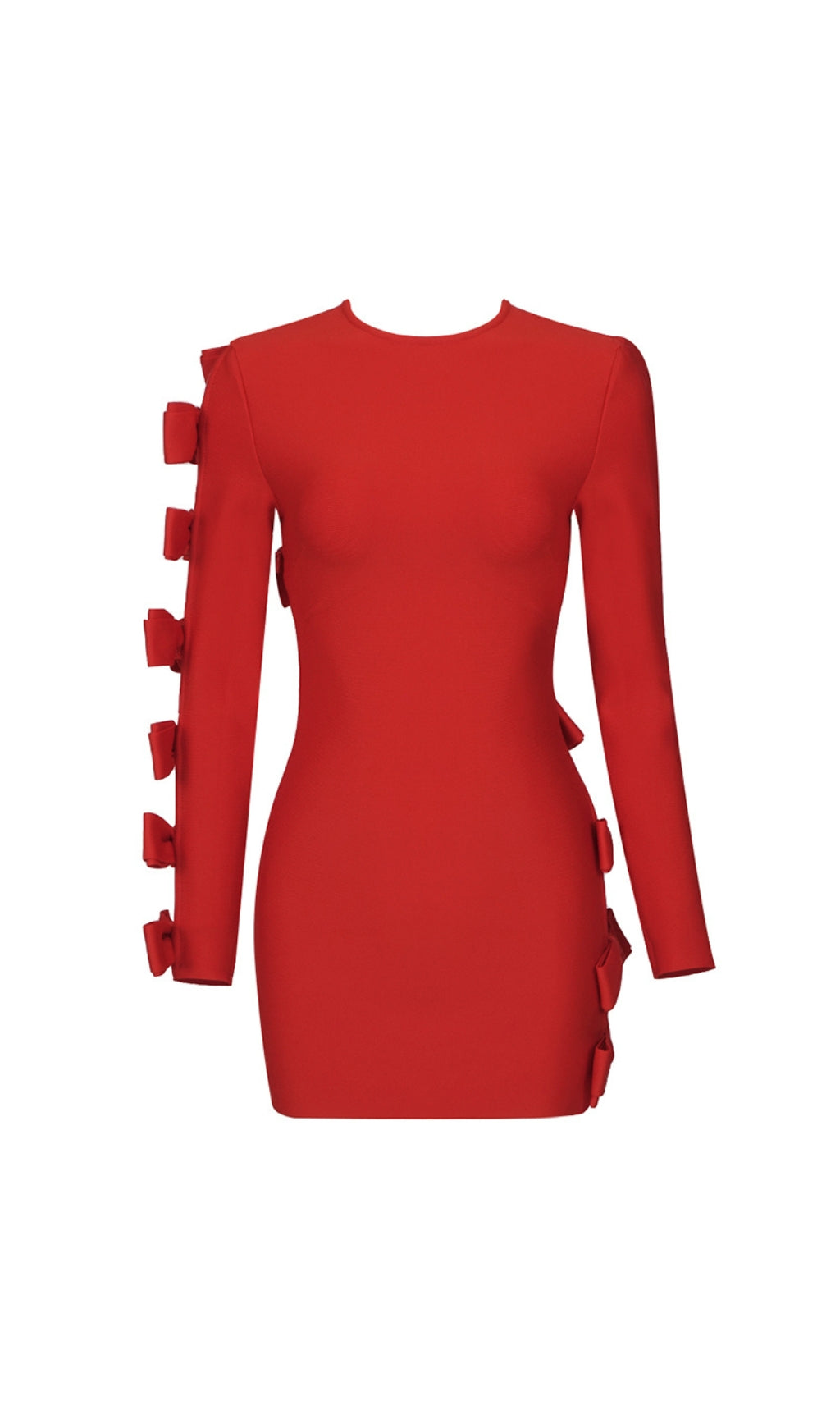 282f9f4fb487ca5cf463fc18f7aed3ab.jpeg Fashionslee Women Bow Crewneck Mini Dress In Red
