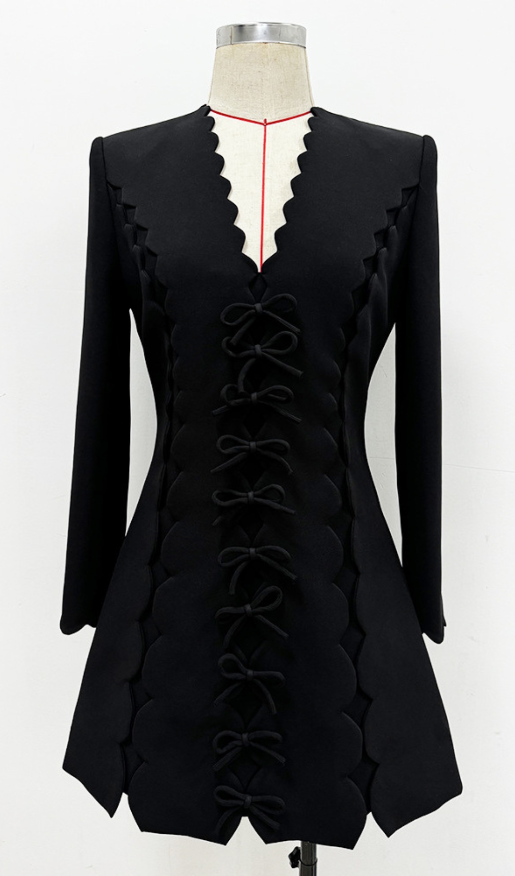 2836ef92edc586a925908ba00239fff8.jpg Fashionslee Women Breonna Black Bow Long Sleeve Mini Dress