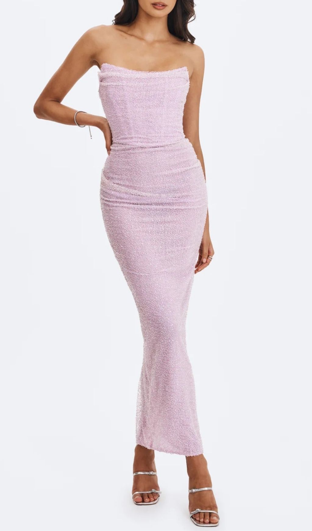 285b59edfc66f6628149094d38928d9c.jpg Fashionslee Women Kerrigan Pink Strapless Sequin Maxi Dress
